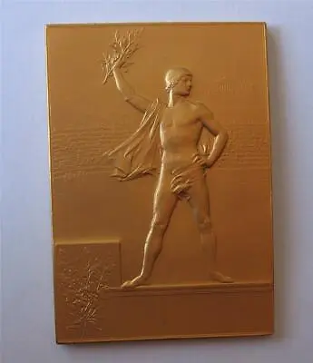 Gold Plated Bronze Medal / Plaque 1900 Paris Exposition / Olympic Games Vernon • $325