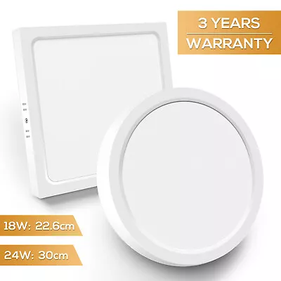 LED Panel Light 18W 24W Ceiling Down Lights Round/Square Tri-color Bathroom IP44 • £10.99