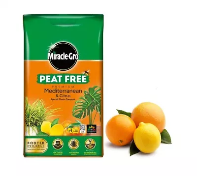 Miracle Gro Mediterranean & Citrus Plant Compost Peat Free Mineral Soil 10L Bag • £7.95