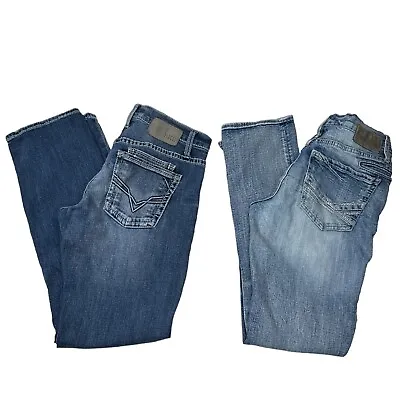 BKE Jake Jeans Lot Of 2 Blue Denim Straight Leg Distressed Grunge Y2K 30R 30x30 • $59.46
