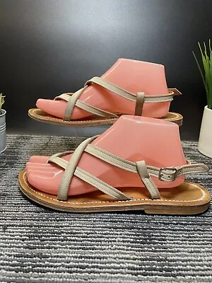 K. Jacques Womens Size 8.5 Beige Strappy Leather Flat Sandals /#D/ • $29.75