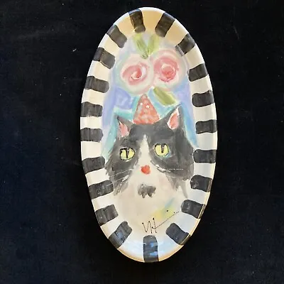 Hand Painted Ceramic Serving Tray” Cat”Design 10.5” X6”Original Design • $27