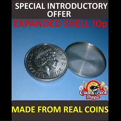 10p Expanded Shell Coin / Made From Real Coins! Close Up Magic Trick!  • £14.99