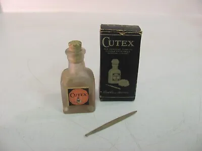 Vintage CUTEX CUTICLE REMOVER & NAIL CLEANSER CORK TOP BOTTLE With BOX • $19.99