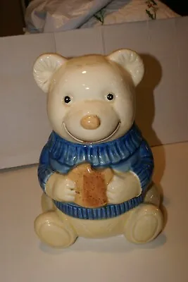 Vintage Cookie Jar Metlox California Pottery Teddy Bear Eating Cookie 11.5  H • $30