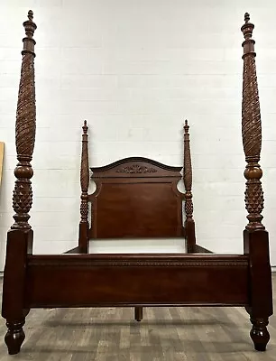 Vintage Convertible Queen OR Full Size Carved Four Poster Bed • $1849