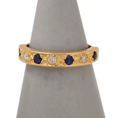 Pre-Owned 18ct Gold Diamond & Sapphire 7 Stone Ring • $525.11