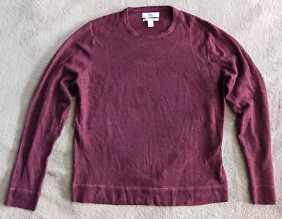 NORDSTROM Signature 100% Merino Wool Burgundy Crew Neck Sweater Mens L • $19.99