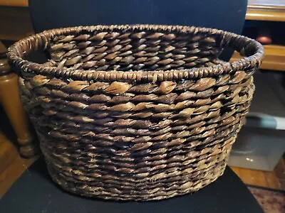 Heavy Handwoven Sea Grass Oval Magazine Basket With Handles • $27.99