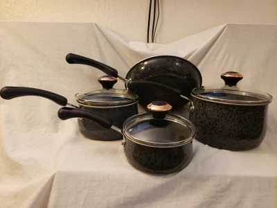 £144.46 • Buy Paula Deen Signature Nonstick Cookware Pots And Pan Set 3 Pots 1 Sauté Pan/Lids