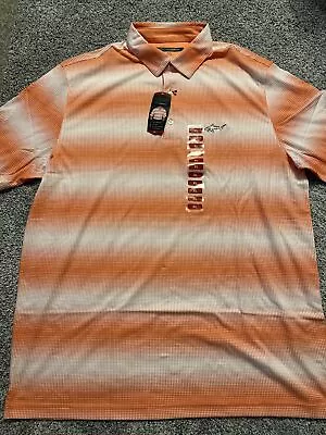 Greg Norman Golf Polo Mens XL Orange Soft Touch SPF 30 + Short Sleeve Shark • $6.99