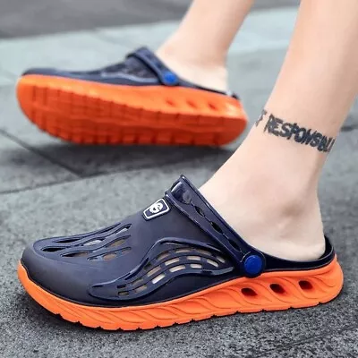 Summer Slippers Men Soft Bottom Sandals Trend Slides Beach Crocks Flat Shoes • $36