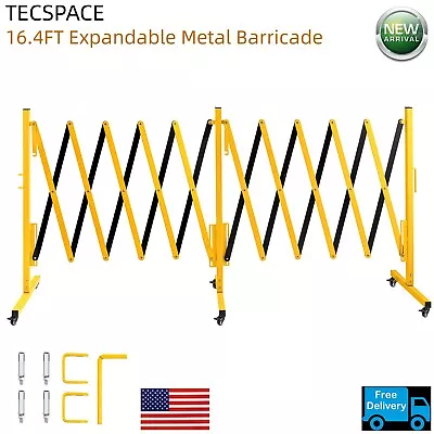 Ginkman 16.4 FT Long Expandable Metal Barricade With Casters (Yellow And Black) • $168.99