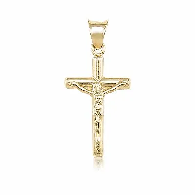 14K Yellow Gold Crucifix Cross Pendant - Jesus Christ Necklace Charm Women Men • $73.29