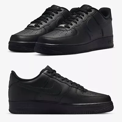 Mens Nike Air Force 1 '07 Low Triple Black UK 6 7 8 9 10 11 Tracked Delivery • £66.99