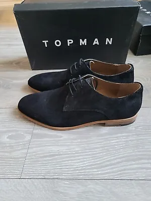 Topman Black Suede Collins Derby PU Angus Shoes Office Formal Size UK 12 • £15.99