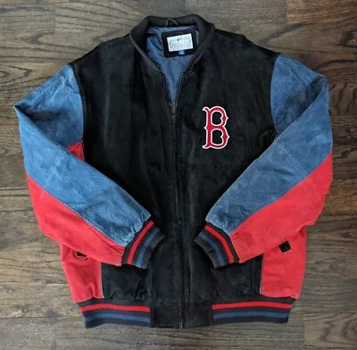 Boston Red Sox Leather Bomber Jacket MLB Varsity Sz L • $89.99