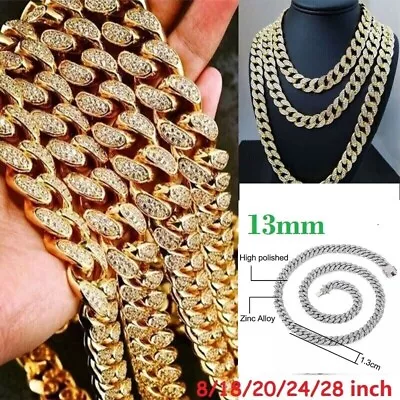 Men Iced Out Diamond Thick Miami Cuban Link Chain Necklace Hip Hop Bling Jewelry • £4.98