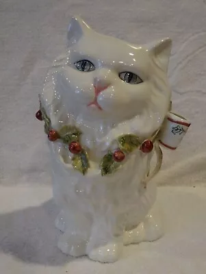 Holly Berries Porcelain Cat Kitten Seymour Mann Inc. Hand Painted • $19.99