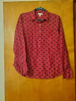 J. Crew Boy Popover In Bows Shirt Red Black 14 • $17.99