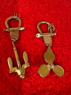 Two Maritime Themed Bronze Key Chains: Propellor And Anchor About 4  Sturdy • $9.95