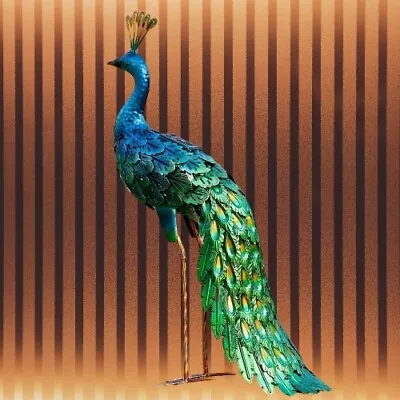 Outdoor Solar Peacock Statue Garden Decor Metal Yard Art For Lawn Backyard • $78.19