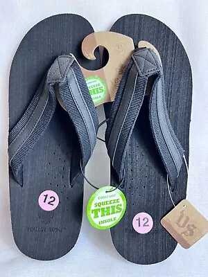 Vintage Storm Flip Flop Thong Sandal Mens Size LG 10/12 Black NEW • $28.99