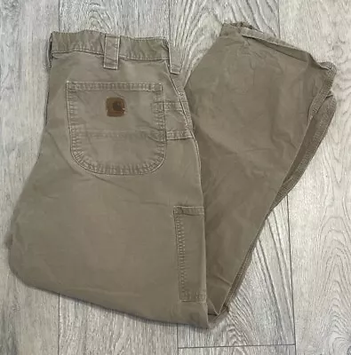 Carhartt B151 DKH Men (Tag 36x32) Khaki Carpenter Dungaree Actual 36x29 • $19.99