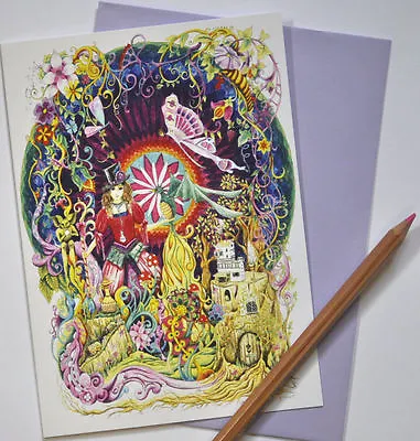 Greetings Card Drawn UK Drumming Hippy Hippie Steampunk Pagan Birthday Gift Wall • £1.95