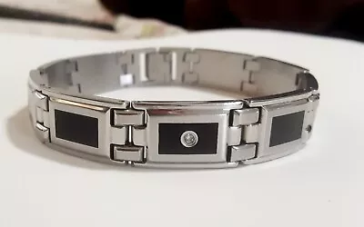 STEL Men's Stainless Steel Diamond Bracelet 12.5 Mm • $60