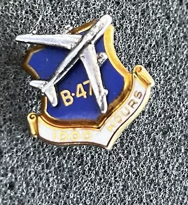 Vintage RARE US Air Force B-47 Bomber Pilot 1000 Hours Flight Service Lapel Pin • $47