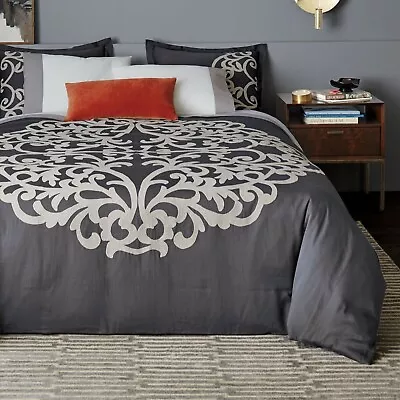 DwellStudio Full / Queen Victorie 300 Thread Count Gray Cotton Duvet Cover • $169