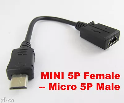1pc Mini 5pin USB Female To Micro 5pin Male Plug USB Adapter Cable • $1.69