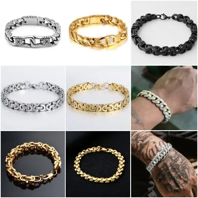 £4.27 • Buy Women Men Titanium Stainless Steel Bracelet Double Link Chain Party Jewelry Gift