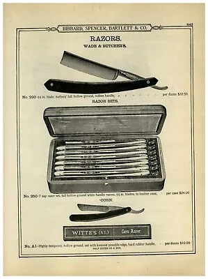 1899 PAPER AD Wade & Butcher Barber Straight Razor 7 Days Set Witte Star Safety • $14.99