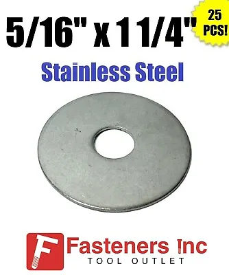 (Qty 25) 5/16  X 1 1/4  OD Stainless Steel Fender Washers Type 304  • $9.99