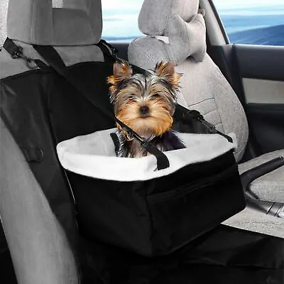 Pet Car Carrier Bed With Safety Belt For Dog/Cat Puppy/Travel Booster Seat Black • £11.95