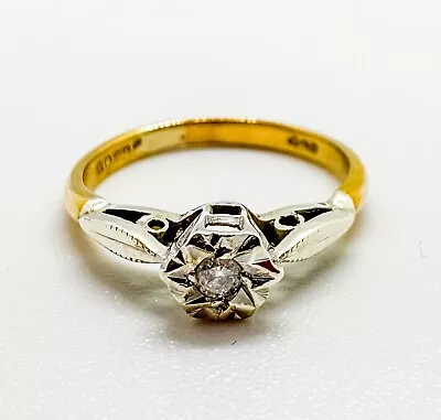 Lovely Vintage 9ct Gold Diamond Solitaire Engagement Ring Size K • £69.95