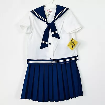 Vintage Girls Sailor Outfit Set Top Skirt Nautical Navy Blue White 80s Size 5 • $50