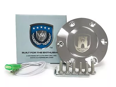 VSW 6-Bolt Chrome Horn Button Castle Laser Etched Emblem • $54.99