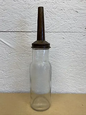 Plain Tall Motor Oil Bottle Spout Glass Vintage Style Gas Station • $19.99