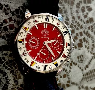 RAREUNIQUE Men's CHRONOGRAPH Watch SUG 1883  Nautical  Red Dial • $66.50