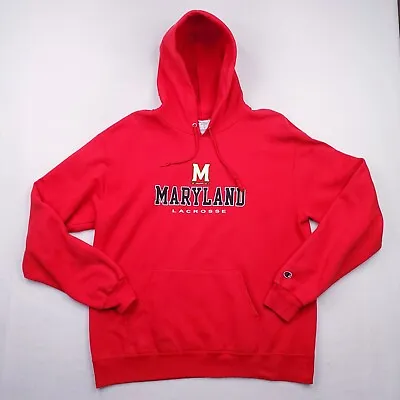 Maryland Terps Hoodie Adult Large Red Pullover Sweater College Lacrosse Eco • $24.99