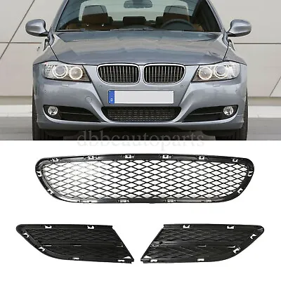 3Pcs Front Lower Bumper Fog Light Grilles Fit BMW E90 LCI 325i 328i 335i 08-12 • $28.98