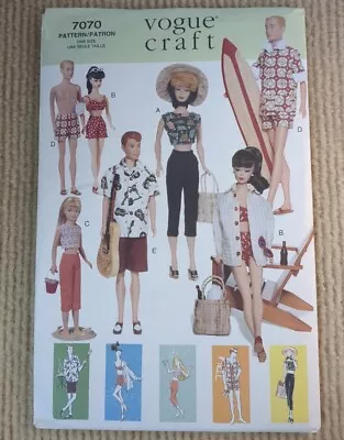 Vogue 7070 Sewing 1999 Pattern For   Vintage Vogue  Fashion Doll Clothes Beach • $19.99