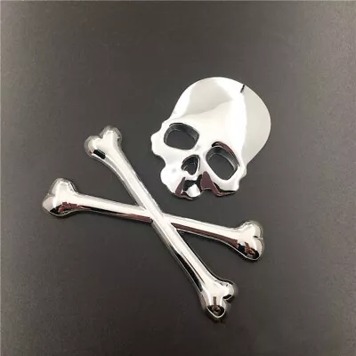 Skull Bone 3D Car Metal Chrome Emblem Badge Logo Decal Sticker Decor Accessories • $8.18