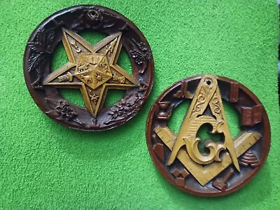 Pair Of Free Mason Masonic OES Order Eastern Star Wall Hanging Signs Decor • $24