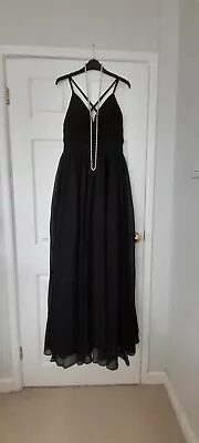 New Hebeos Black Maxi Dress Size 4 UK Cruise Party Prom Sexy  • £75