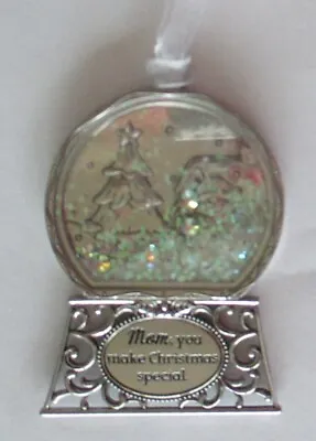 O2 Mom You Make Christmas Special GLITTER SPARKLE SNOW GLOBE ORNAMENT Ganz • $10.99