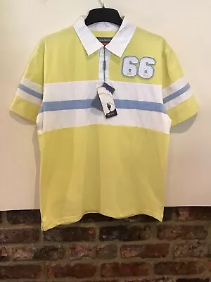 Jack Orton Men’s Yellow/white/blue Striped Polo Shirt Size M New With Tags • £7